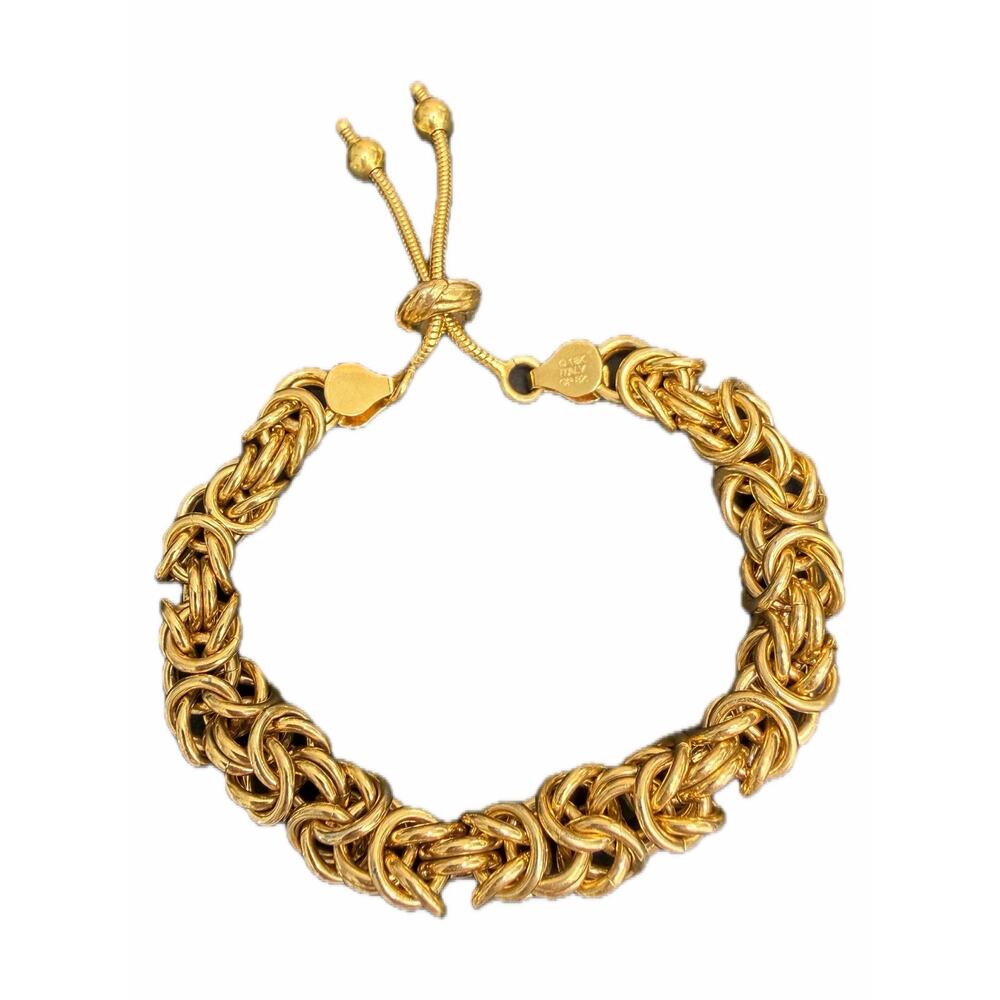 18k Italy GP Bz Adjustable Bracelet Gold Plated Made In Italy